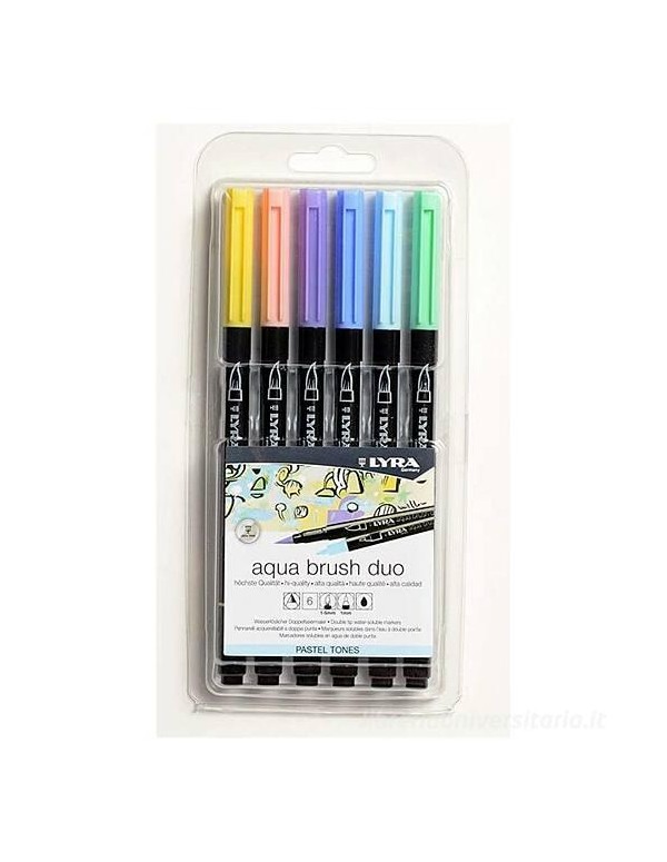 Pennarelli Lyra Aqua Brush Duo Toni Pastello 6pz.