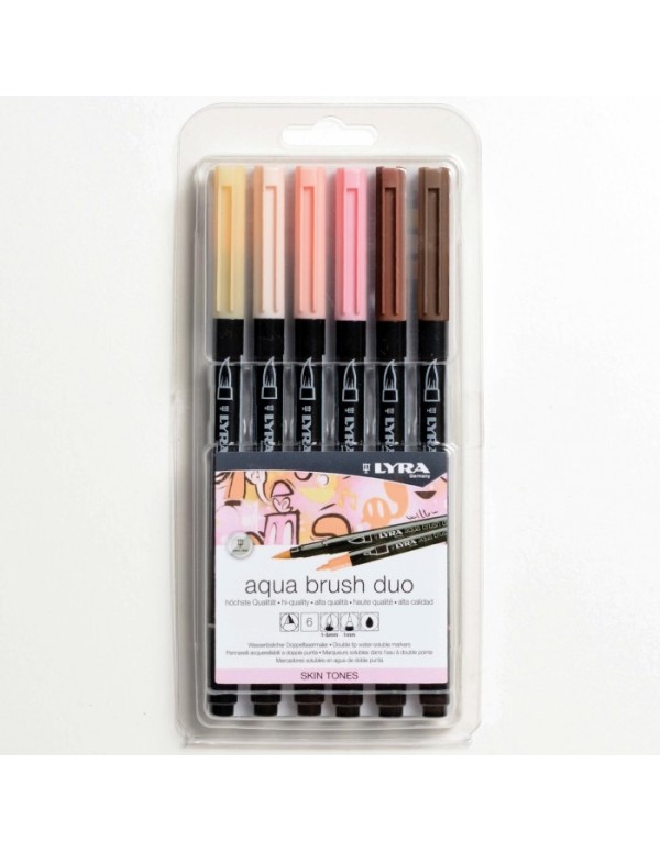 Pennarelli Lyra Aqua Brush Duo Skin Tones 6pz.