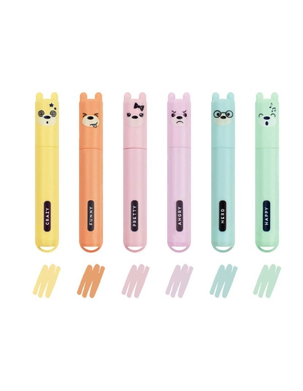 Mini Evidenziatori Pastello Teddy's Style Set 6pz