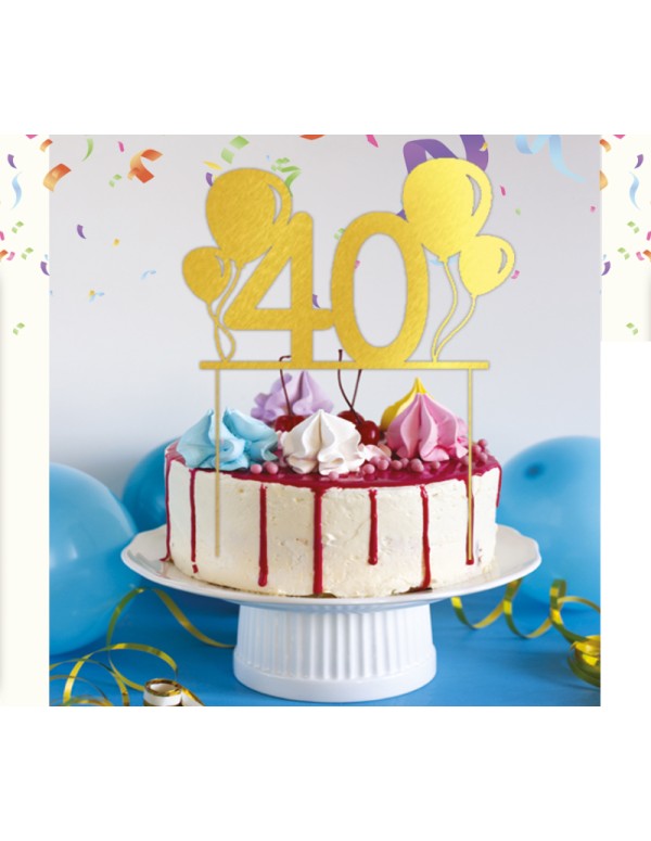 Topper Torta Compleanno Oro Festa 40 Anni