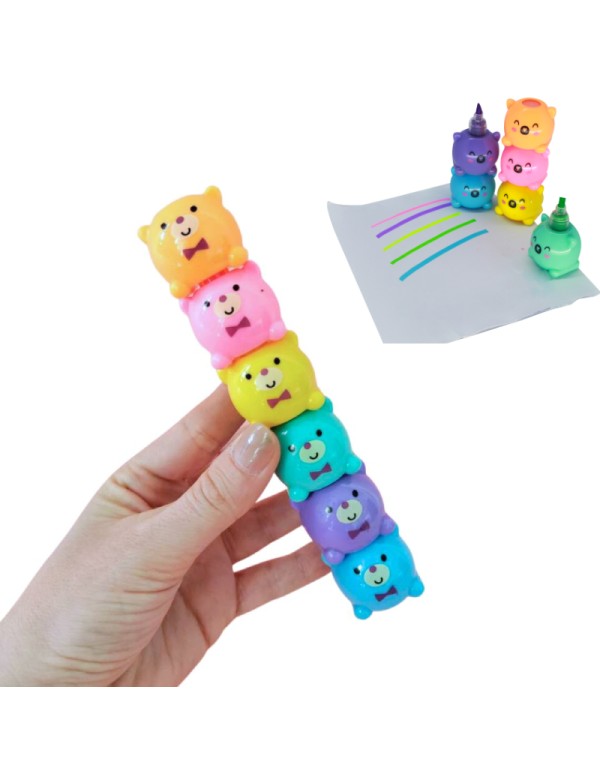 Evidenziatore Componibile 6 Colori Orsetti Sorridenti