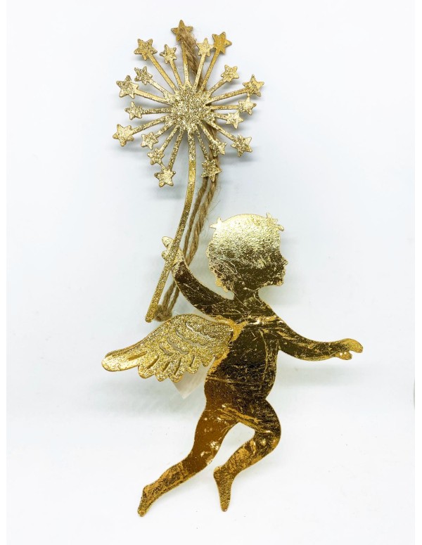 Addobbo Albero Natale Angelo Oro Con Stelle