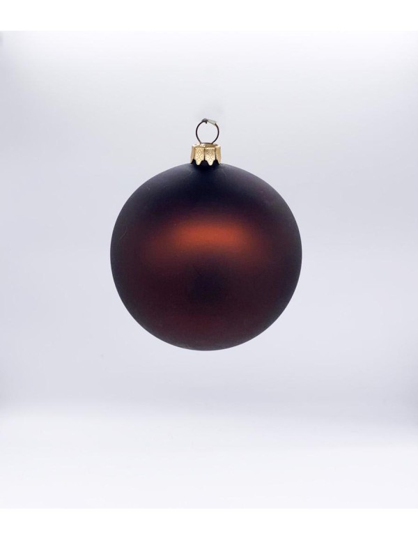 Pallina Albero Di Natale In Vetro Marrone Opaco 10cm