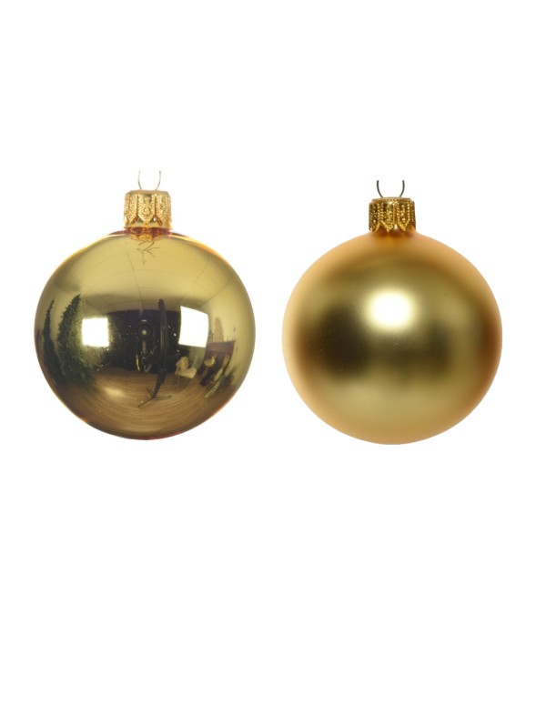 Christmas Tree Shiny Gold Glass Bauble diam 10cm