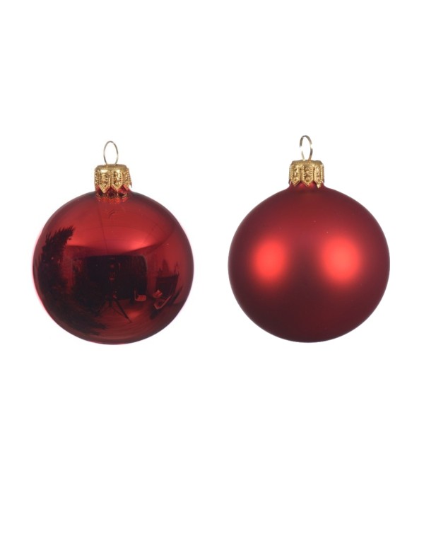 Christmas Tree Shiny Red Glass Bauble diam 8cm