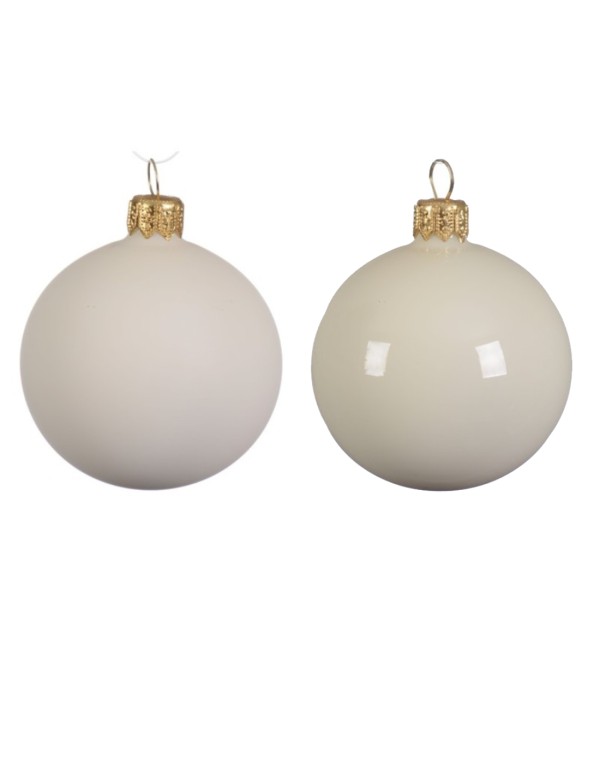 Palline Albero Di Natale In Vetro Bianco Lana 10cm