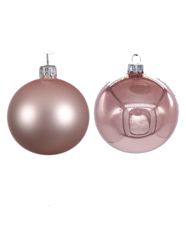 Pallina Albero Di Natale In Vetro Rosa Cipria 8cm - Prodotto Assortito