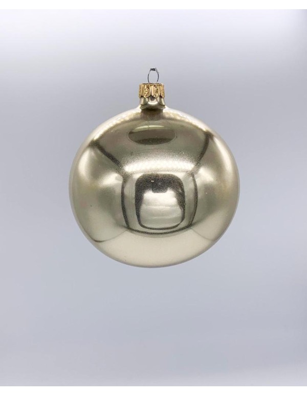 Pallina Albero Di Natale In Vetro Oro Champagne Lucido 10cm