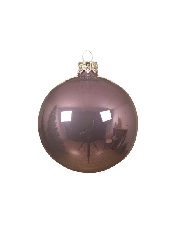 Pallina Albero Di Natale In Vetro Lilla Lucida 8cm