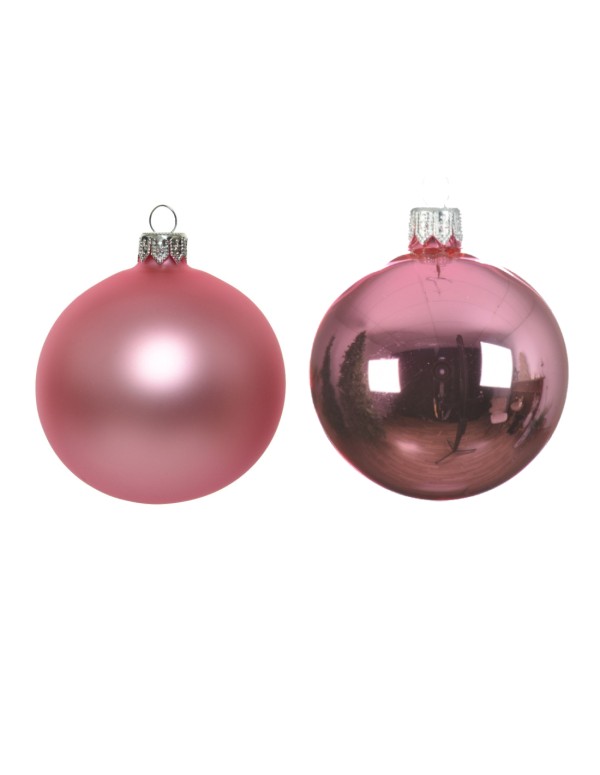 Pallina Albero Di Natale In Vetro Rosa 8cm