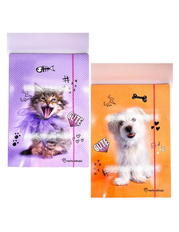 Cartellina Con Elastico 3 Lembi 25x35 Gattino E Cagnolino