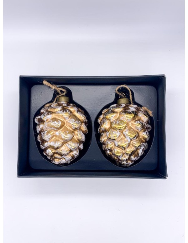 Pallina Albero Di Natale In Vetro Pigna Oro 9.5cm
