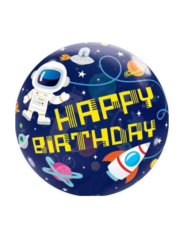 Palloncino Metalfoil Blu Happy Birthday Spazio 22" 56cm