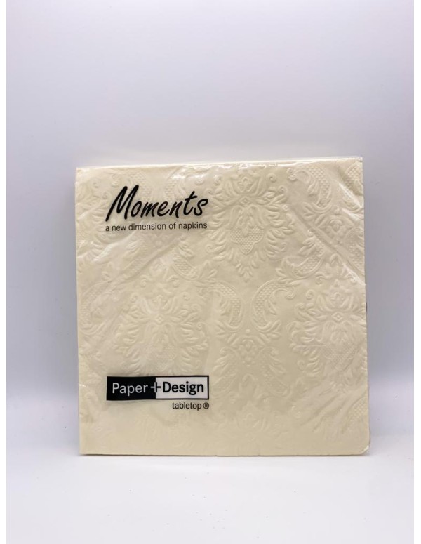 Paper Napkins With Beige Relief With Floral Damask Pattern 25CM 16PCS