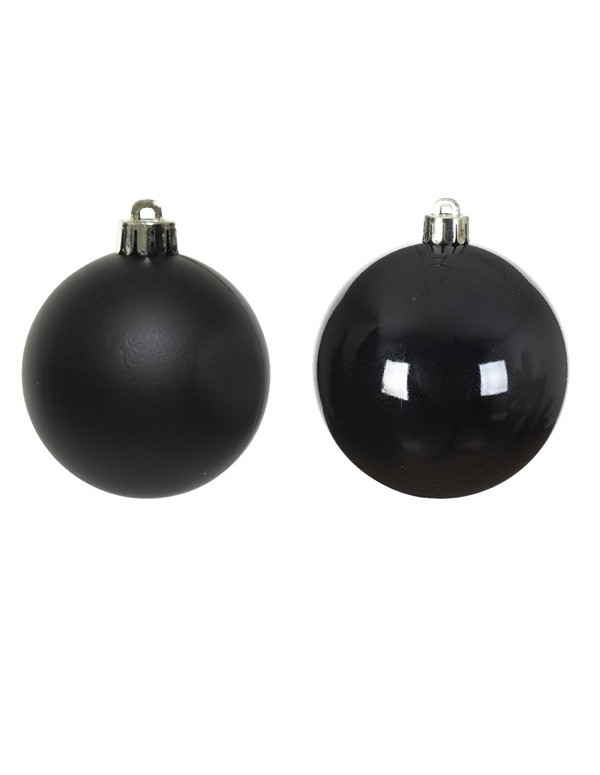 Christmas Tree Black Assorted Glass Bauble diam 8cm 6PCs