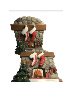 Addobbo Natale Camino Con 2 Calze Befana Personalizzabile