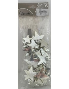Addobbo Albero di Natale Ghirlanda Collana Di Stelle Grandi Argento