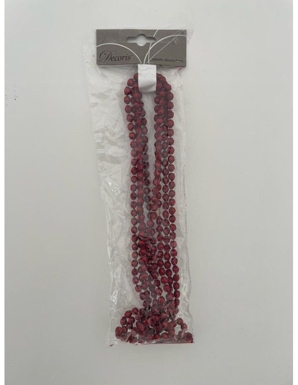 Addobbo Albero di Natale Ghirlanda Collana Di Palline Rosse Glitter