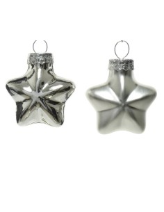 Christmas Decoration Glass Silver Stars 12Pcs