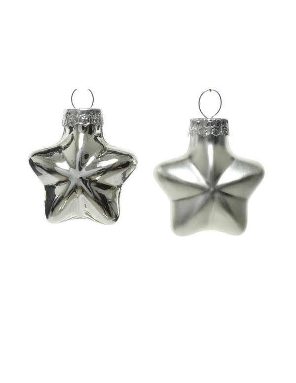 Christmas Decoration Glass Silver Stars 12Pcs