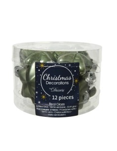 Christmas Decoration Glass Moss Green Stars 12 pcs