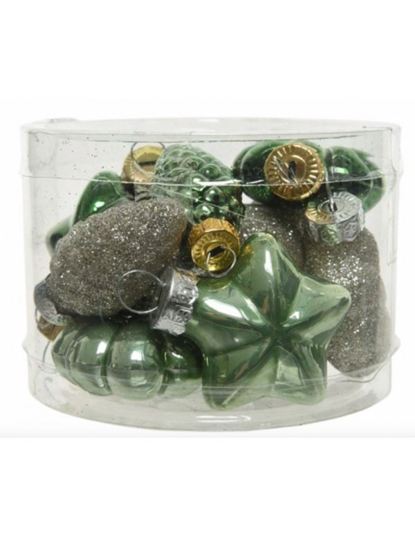 Addobbi Albero Di Natale Figure Verdi Assortite 12PZ