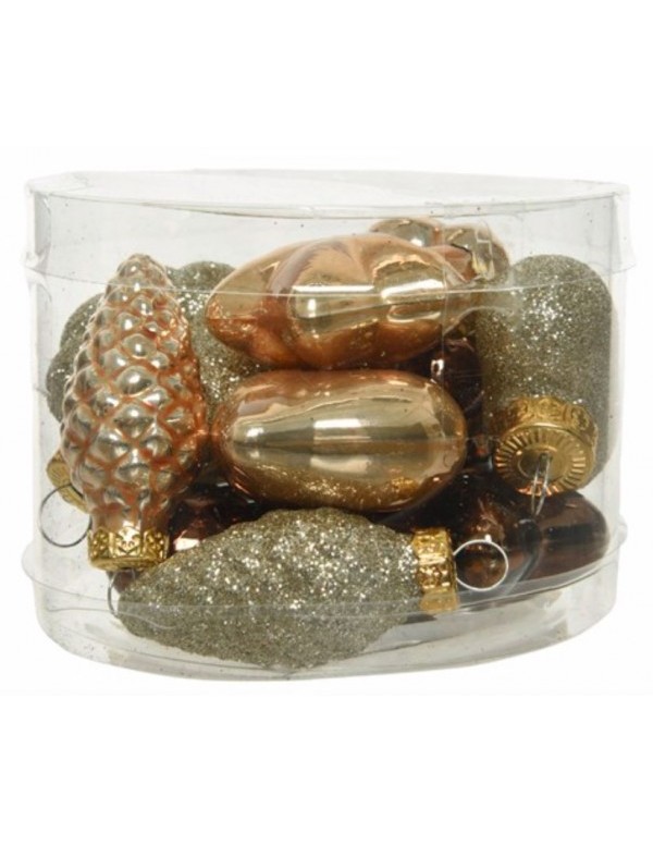 Addobbi Albero Di Natale Figure Oro E Marroni  Assortite 12PZ