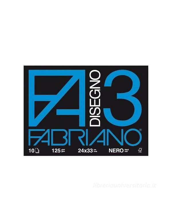 Fabriano F3 Black Drawing Album 125g 24x33cm 10 Sheets