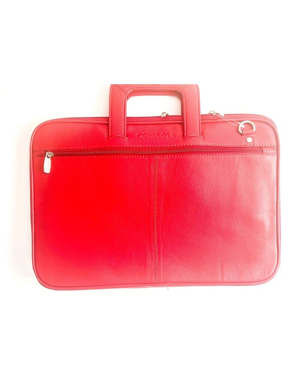 Borsa Con Tracolla Dorso Doppio In Pelle Rossa Chiusura A Zip