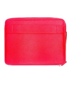 Portable Professional Document Holder In Leather Red Zip Clousure