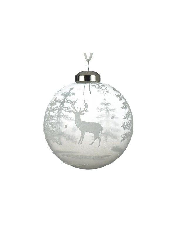 Pallina Albero Di Natale in Vetro Trasparente Con Figure Innevate 8cm