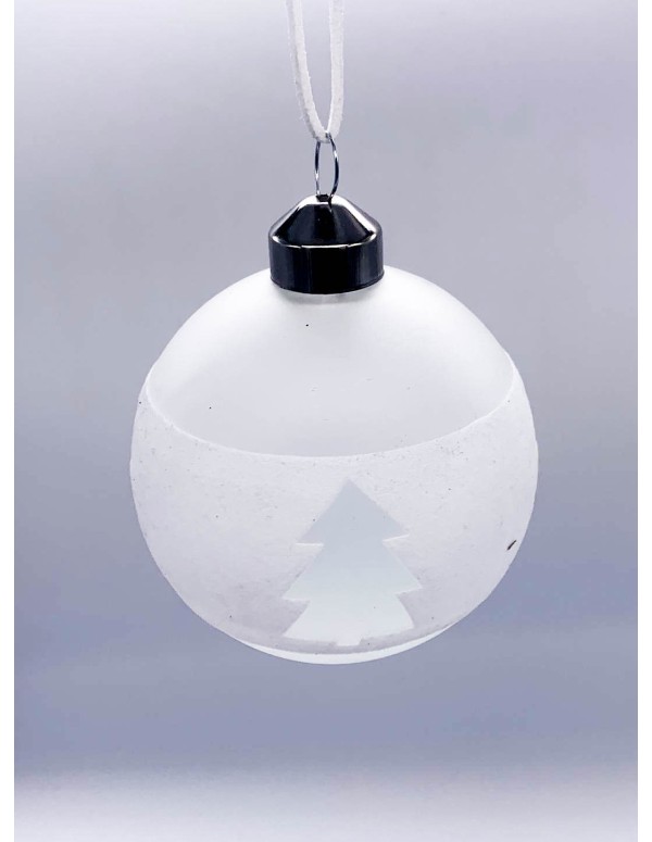 Christmas Tree Matt Glass Transparent  With Trees diam 8cm