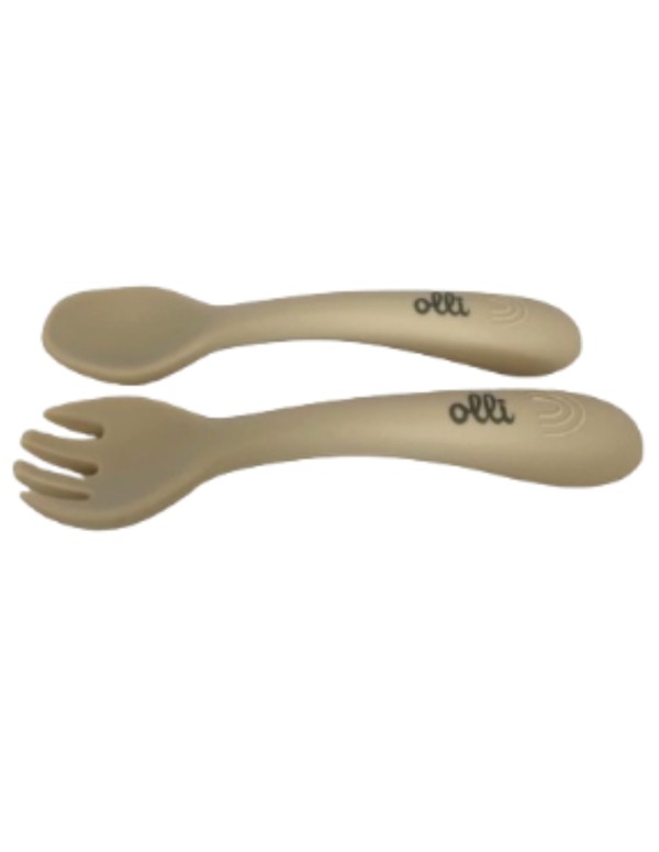 Posate In Silicone Arcobaleno Beige Olli