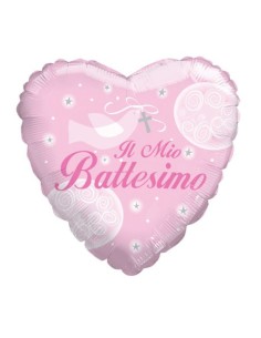 Palloncino Metalfoil Cuore Rosa Il Mio Battesimo 36" 92cm