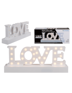 Scritta Love Con Base Decorazione Bianca A Led