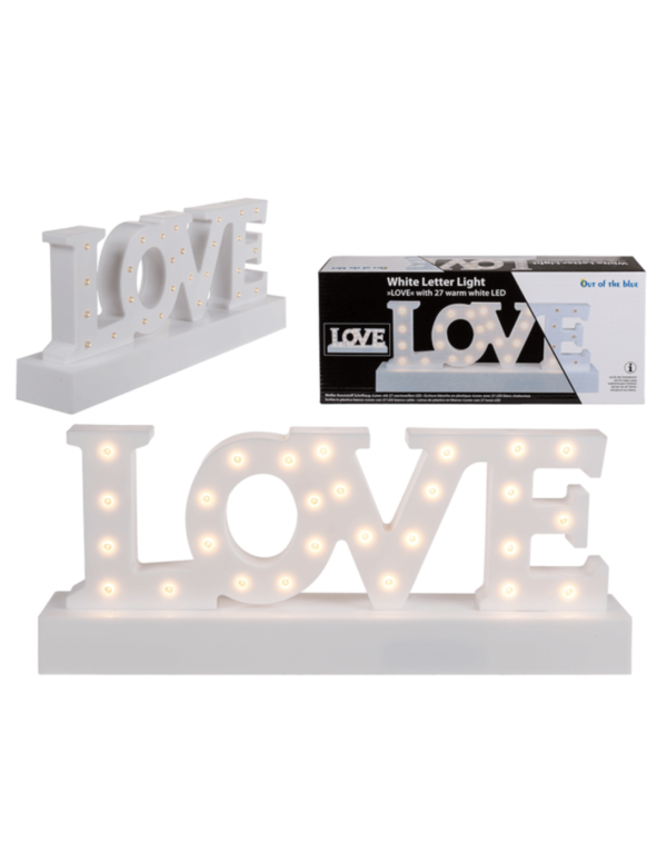Scritta Love Con Base Decorazione Bianca A Led
