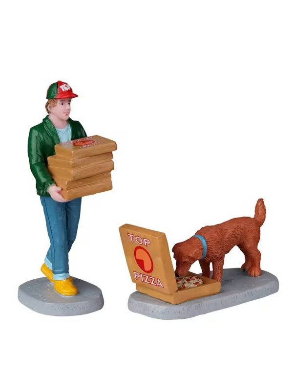 Addobbo Natale Personaggi Per Scenario Natalizio Corriere Delle Pizze Con Cane
