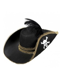 Pirate Hat In Black Felt Halloween And Carnival Accessories