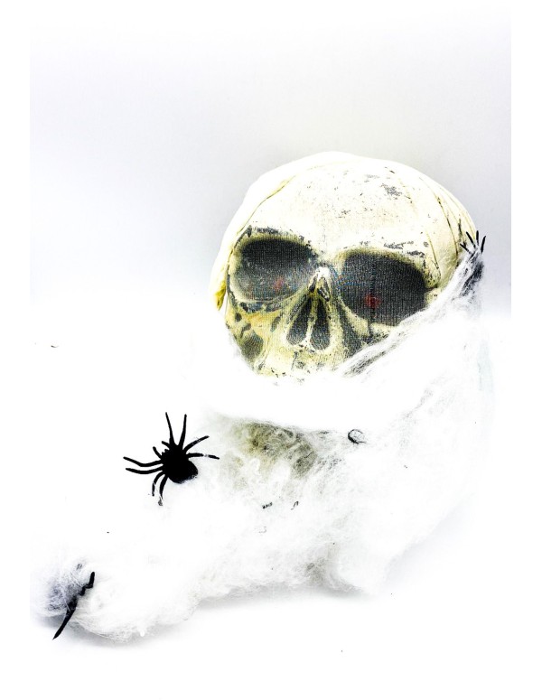 Teschio Luminoso Con Ragnatela E Ragni Ornamenti Halloween