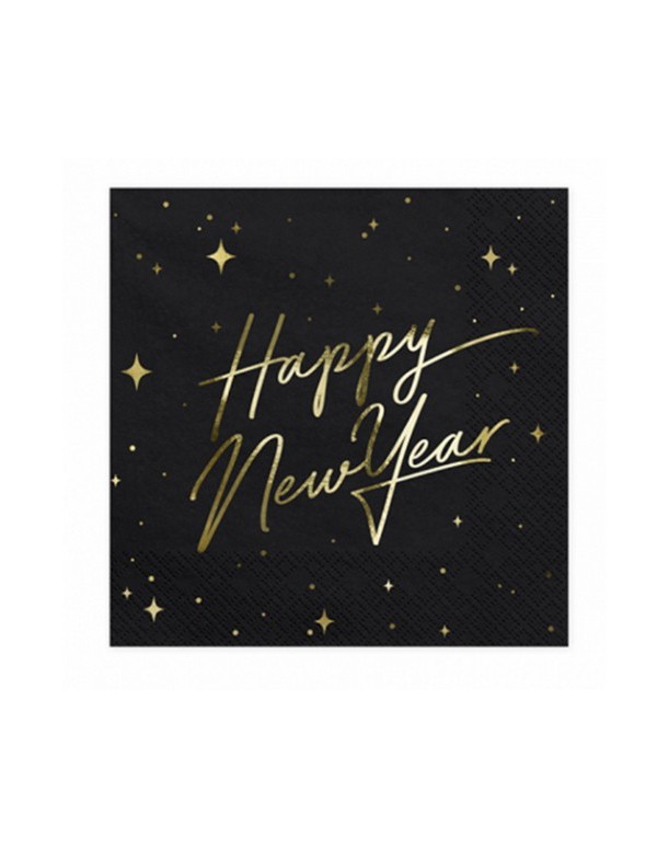 Tovaglioli Di Carta "Happy New Year" Nero 33cm