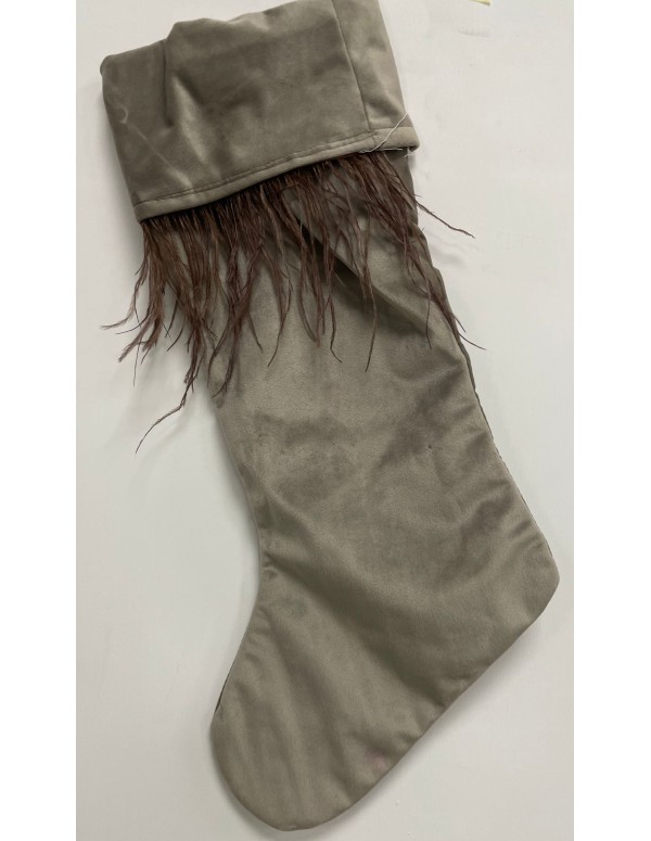 Epiphany Hag Stocking Gray Velvet Effect 40cm