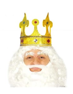 King Crown In Cloth Gold With Glitters And Gems Carnival Accessories