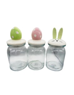 Easter Glass Jar With Lid Assorted Shaped Figures