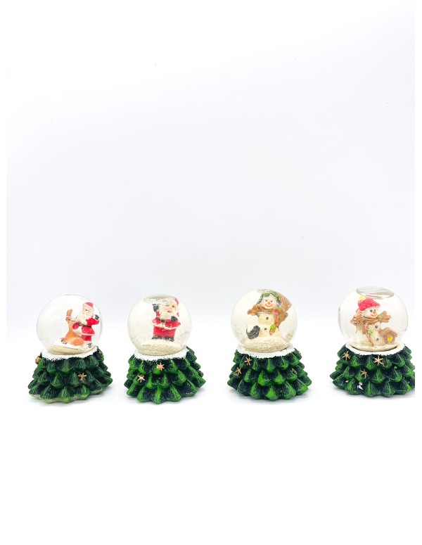 Addobbo Palla Di Neve Con Figure Natalizie 6cm