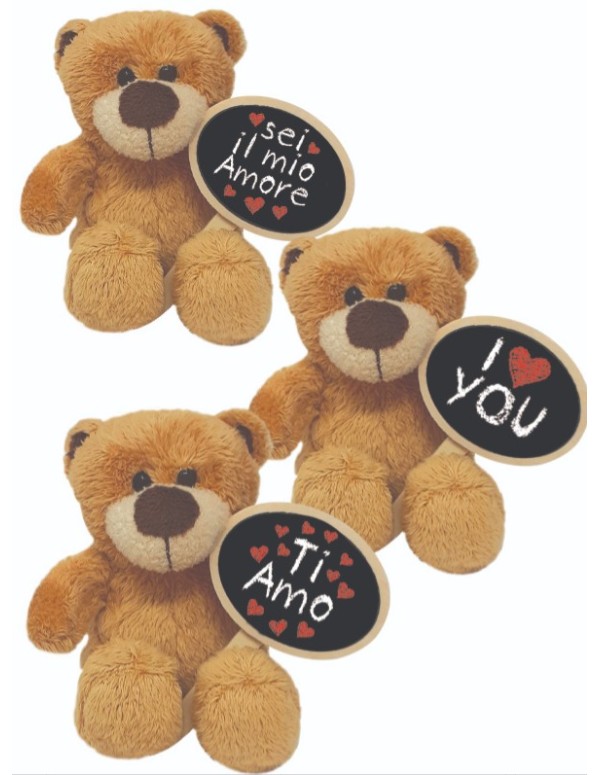Peluche Orso Teddy Cartello San Valentino 12cm Assortito
