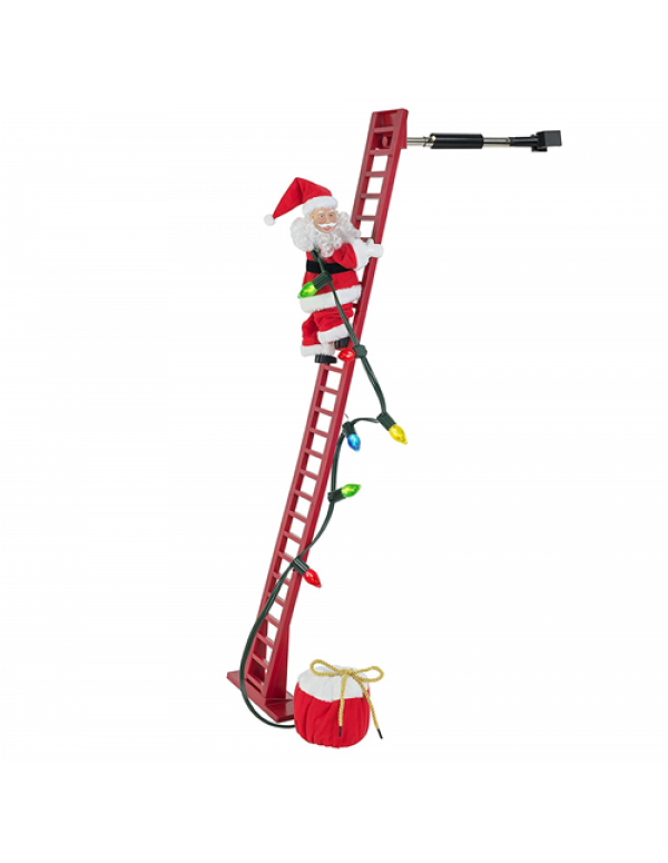 Babbo Natale che Sale su Scala con Luci 110 cm