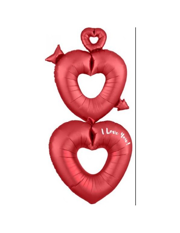 Palloncino Doppio Cuore Satinato Rosso 63" 160cm