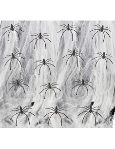 Set 12 Modular Spider Webs With Spiders Halloween Decoration