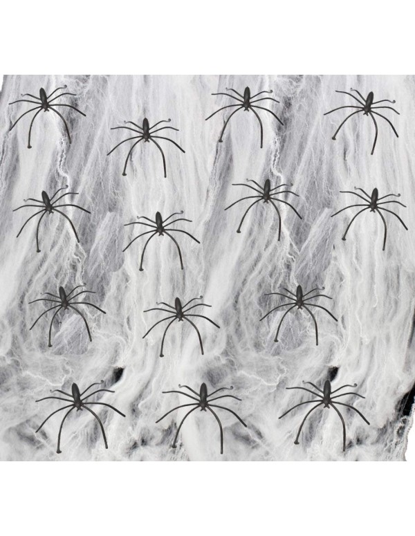 Set 12 Modular Spider Webs With Spiders Halloween Decoration