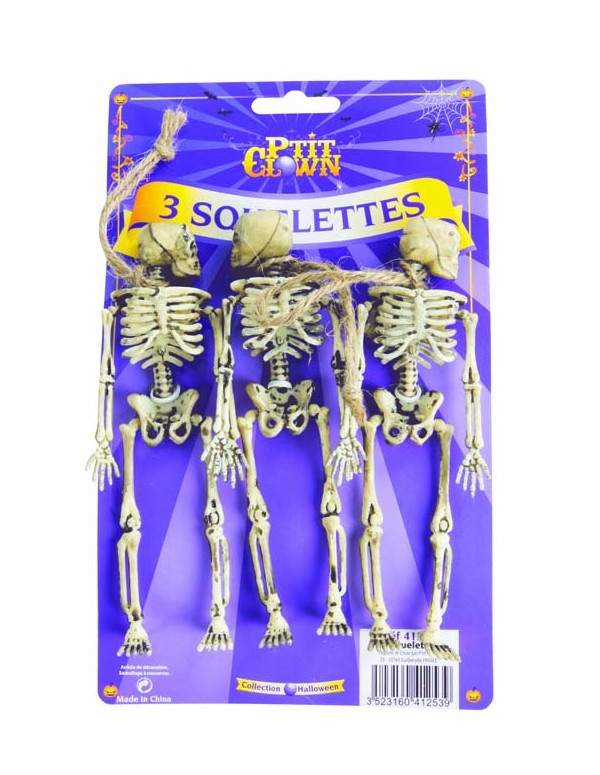 Set 3 Scheletri Da Appendere 14cm Ornamenti Halloween